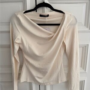 Off-White Long Sleeve Drape Top